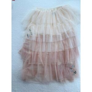 Layered Tulle Midi Skirt in Soft Blush Pink
